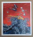 Surfing Skeleton Enamel Pin and Handbill