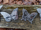 Set of 7 Silver Metal XL Dead Butterfly Pins