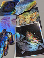 Set of 9 Holographic Foil Stickers - 4 inches
